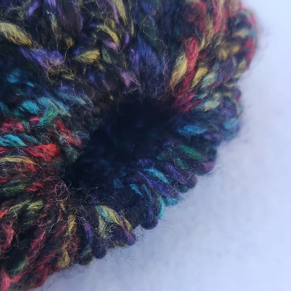 Handmade Chunky Crochet Messy Bun or Ponytail Beanie with Fingerless Mitts